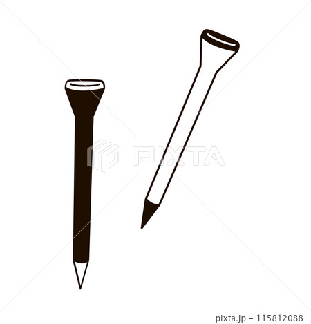 two golf tees black and white outline  vector illustration 115812088