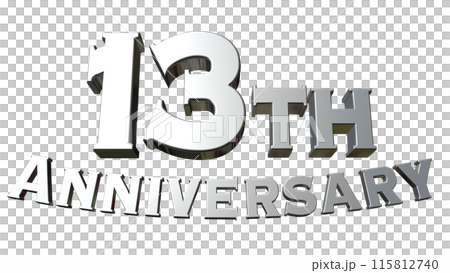 3DCG text "13th Anniversary" Silver, Silver 115812740