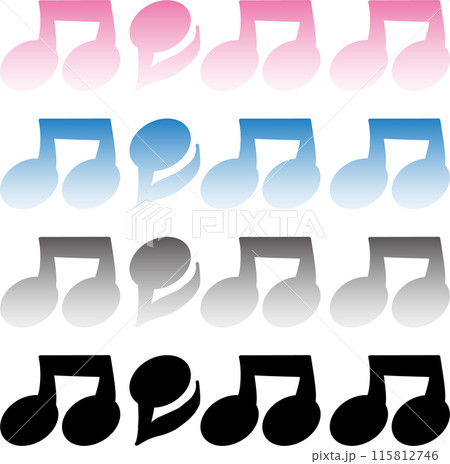 まるくてかわいいグラデーション音符イラスト素材 まるくてかわいいグラデーション音符イラスト素材 115812746