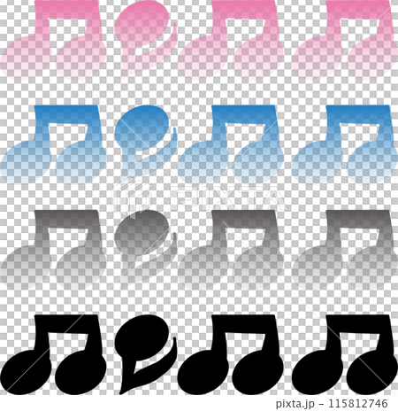 まるくてかわいいグラデーション音符イラスト素材 まるくてかわいいグラデーション音符イラスト素材 115812746