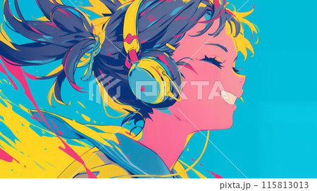 音楽を聴く女の子　AI 115813013