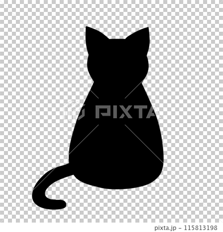 Cat silhouette, facing forward, front Cat silhouette, facing forward, front 115813198