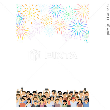 たくさんの人々と花火 115813449