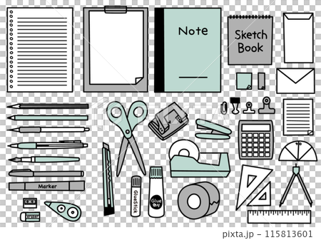 文房具のシンプルなセット カラー 文房具のシンプルなセット カラー 115813601