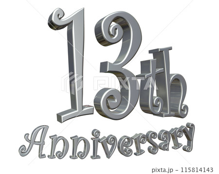 3DCG文字「13th Anniversary/13周年」シルバー,銀 115814143