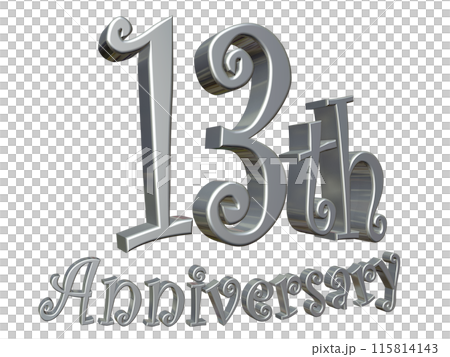 3DCG文字「13th Anniversary/13周年」シルバー,銀 115814143
