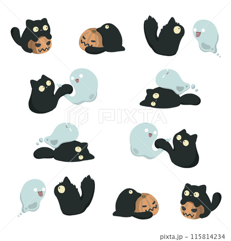 黒猫とカボチャとオバケのセット 黒猫とカボチャとオバケのセット 115814234