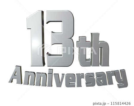 3DCG文字「13th Anniversary/13周年」シルバー,銀 115814426