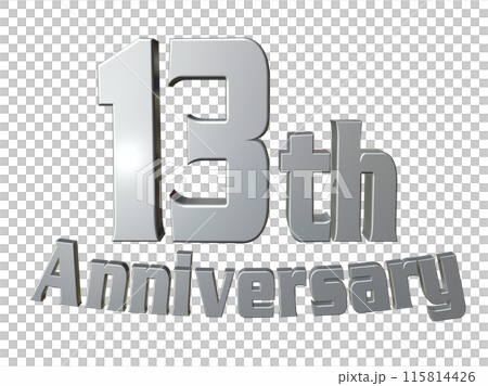 3DCG文字「13th Anniversary/13周年」シルバー,銀 115814426