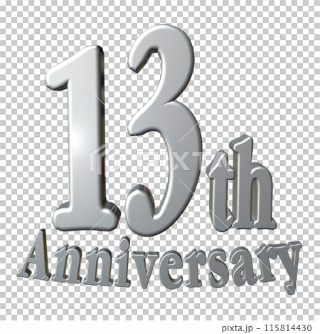 3DCG文字「13th Anniversary/13周年」シルバー,銀 115814430