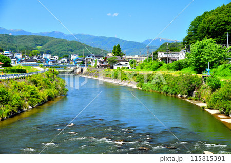 天白橋／天竜川より上流／川岸駅、西天竜頭首工方向を望む(長野県岡谷市)【2024.6】 115815391