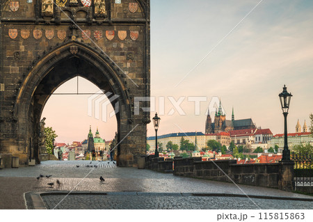 Old Town Bridge Tower at the beginning of the Charles Bridge in Prague. Old Town Bridge Tower at the beginning of the Charles Bridge in Prague. 115815863