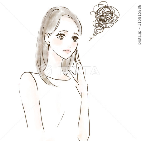 困っている女性　肌トラブル　ほうれい線 115815886