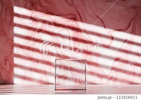 3D rendering of transparent podium for product presentation in room 3D rendering of transparent podium for product presentation in room 115816011