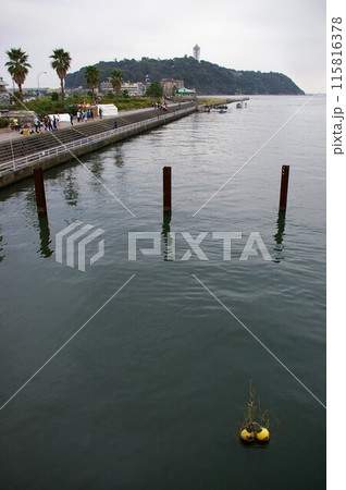 片瀬橋から江の島を望む 115816378