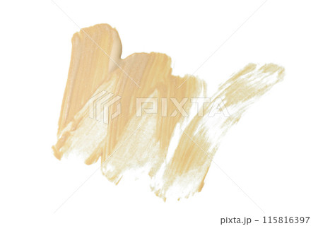 メイクブラシで描いたリキッドファンデーションのテクスチャと色の見本 115816397