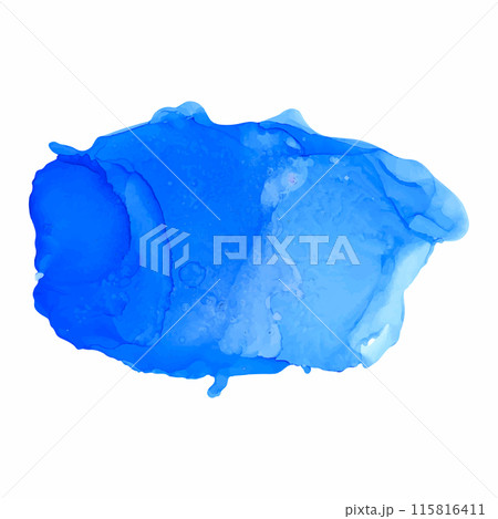 Blue Inkblot. Hand drawn watercolor stain. Vector watercolor splash splatter stain brush strokes on white background 115816411