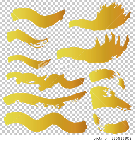 Japanese-style material: Illustration of gold lines drawn with a brush, vector 115816902