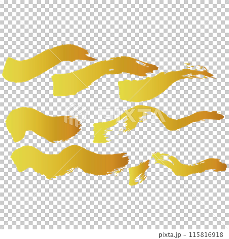 和風素材　筆で描かれた金色の線のイラスト　ベクター 115816918