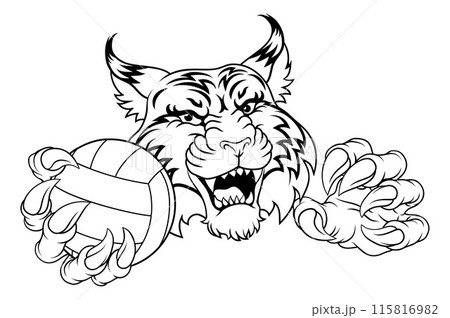 Wildcat Cougar Lynx Lion Volleyball Claw Mascot 115816982