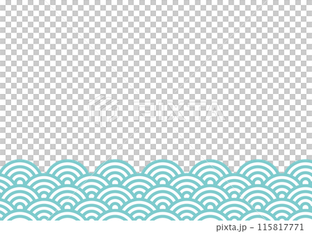 波のある青海波の背景　緑水色 115817771