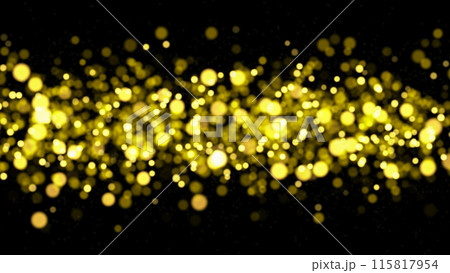 輝く金色の光の粒子、お祝い用背景素材 輝く金色の光の粒子、お祝い用背景素材 115817954