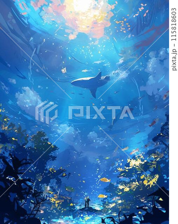 幻想的な海の風景のイラスト素材 [115818603] - PIXTA