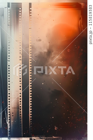 Abstract film strip with blurred white and gray stripes on a textured background 115819383