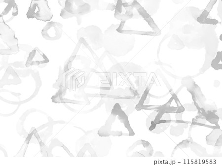 モノクロの手描き幾何学模様の水彩てくすちゃ背景 115819583