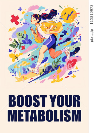 Woman Running Through Colorful Landscape to Boost Metabolism 115819972
