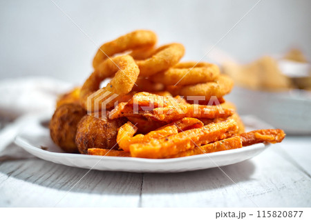 Fast food products fried 115820877