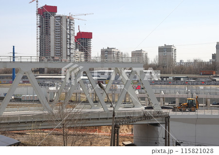 Construction of a bridge over the railroad tracks. Construction of a new railway bridge, Moscow 115821028