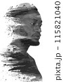 A black and white grunge paintography portrait of an african american man 115821040