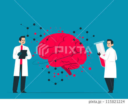 Chemistry and biology. Brain chemistry concept illustration Chemistry and biology. Brain chemistry concept illustration 115821224