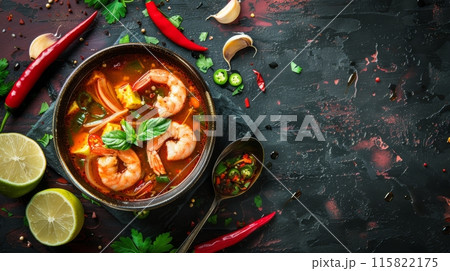 Traditional Thai soup - Tom yam, spicy asian food 115822175