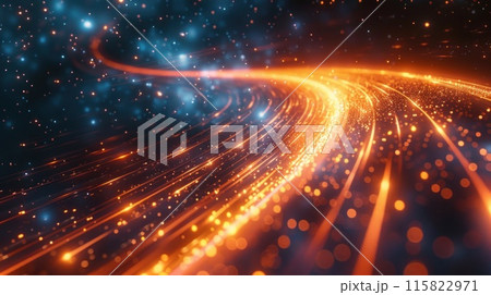 Vibrant light trails streaking through a cosmic space background Vibrant light trails streaking through a cosmic space background 115822971