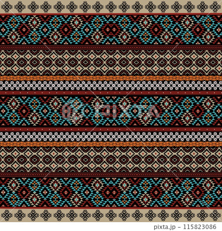 Arabian ethnic tribal fabric patterns featuring geometric designs in water tones ethnic reminiscent of the desert landscape. These patterns draw ethnic inspiration from structures of the pre-tribal Arabian ethnic tribal fabric patterns featuring geometric designs in water tones ethnic reminiscent of the desert landscape. These patterns draw ethnic inspiration from structures of the pre-tribal 115823086
