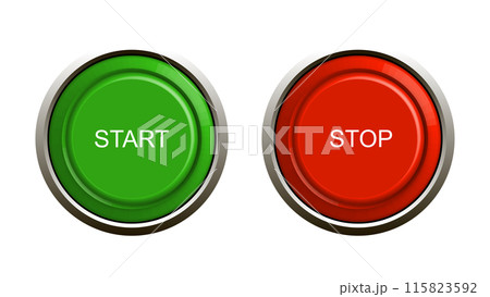 3D start and stop buttons, vector illustration. 115823592