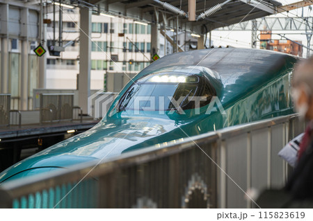 東北新幹線、ホームのはやぶさ(仙台駅) 東北新幹線、ホームのはやぶさ(仙台駅) 115823619