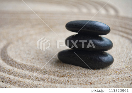 Side view of zen stones with customizable space for text 115823961