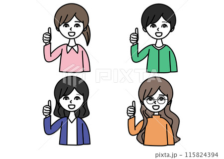 20代女性たちのイラストセット 20代女性たちのイラストセット 115824394