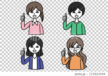 20代女性たちのイラストセット 20代女性たちのイラストセット 115824394