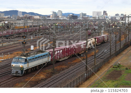 岡山貨物ターミナルに到着し構内入れ換えをするEF66形100番台 115824703