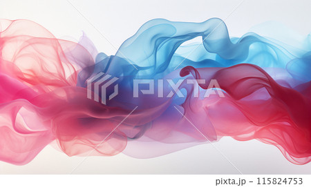 3d render Colorful blue and pink smoke clouds in muted tones flowing in water on grey background Generate AI 115824753