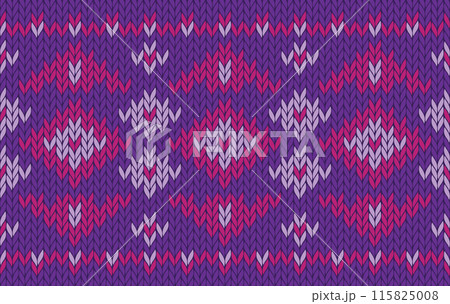 Knitted pattern seamless fabric purple color tone. traditional knitted pattern vector ethnic style. Designed for background ,wallpaper ,carpet ,clothing ,knitted pattern ,fabric ,embroidery ,textile Knitted pattern seamless fabric purple color tone. traditional knitted pattern vector ethnic style. Designed for background ,wallpaper ,carpet ,clothing ,knitted pattern ,fabric ,embroidery ,textile 115825008