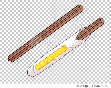 Illustration set of churros in a bag and churros without a bag Illustration set of churros in a bag and churros without a bag 115825238