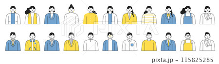 笑顔の男女の上半身イラストセット 115825285