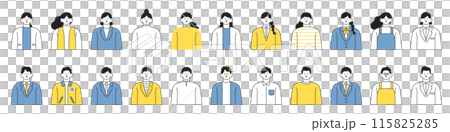 微笑的男女上半身插圖集 115825285