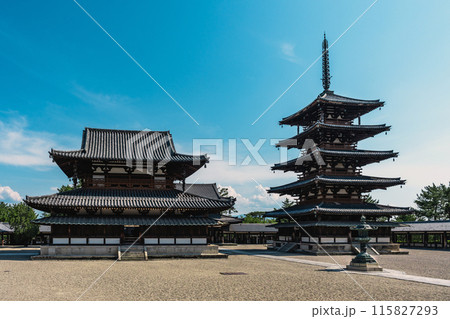 世界遺産法隆寺の国宝五重塔と金堂 世界遺産法隆寺の国宝五重塔と金堂 115827293