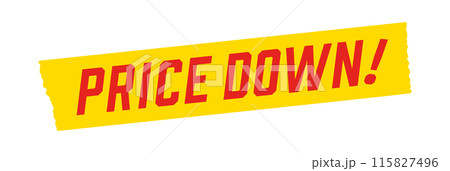 黄色いテープに赤いPRICE DOWN! の文字 - 値下げ ･値引き･セールの販促POPのデザイン 115827496